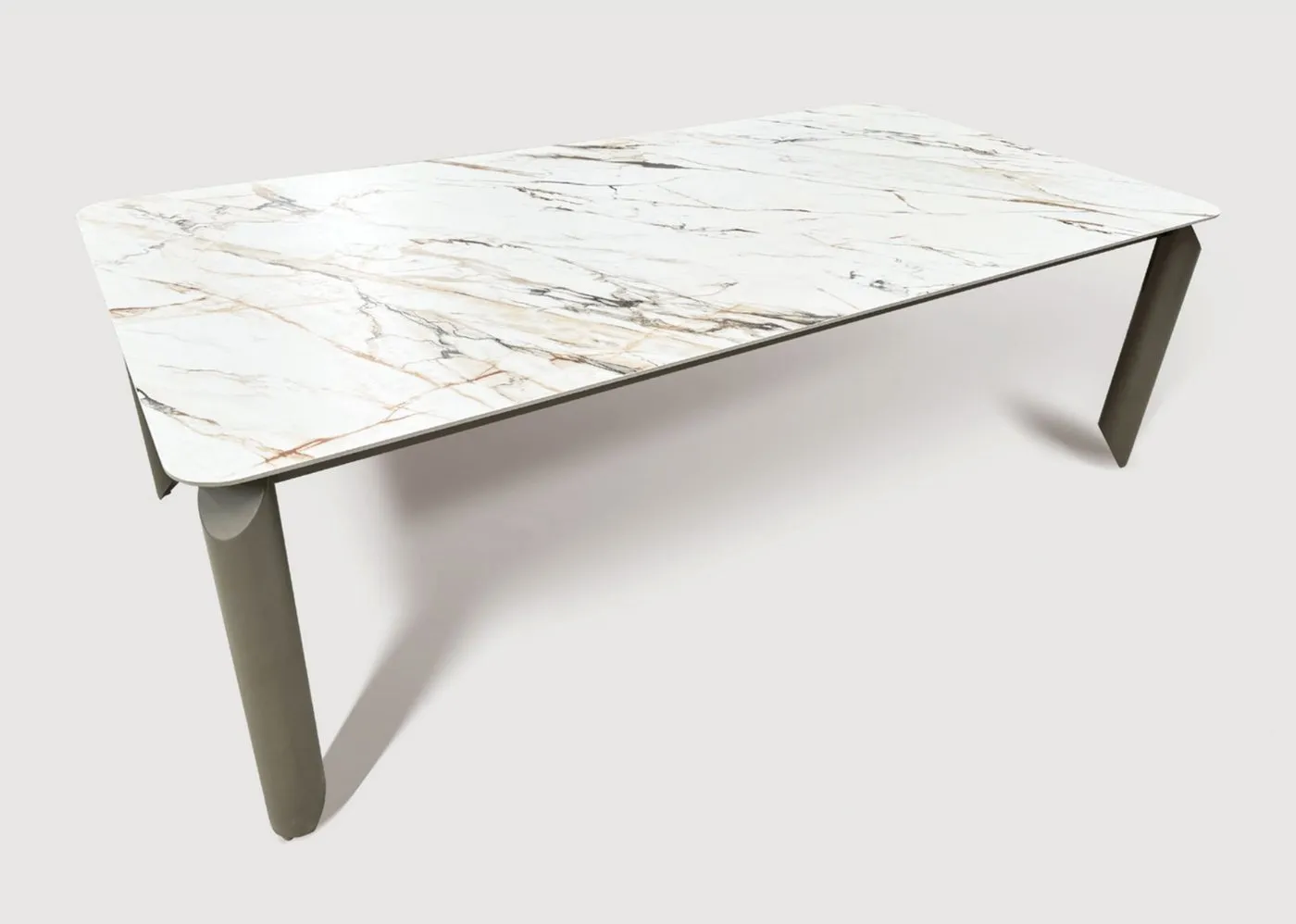 Mesa de Jantar Bromélia — tampo em Mármore Tecnológico, base em aço carbono