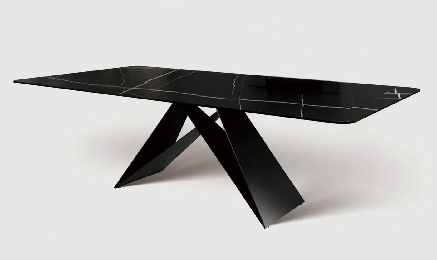 Mesa de Jantar Zoe — tampo em Mármore Tecnológico, base em aço carbono